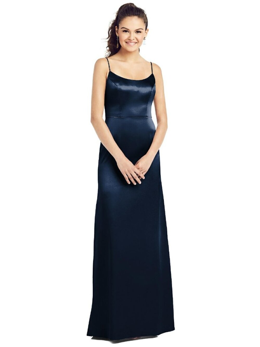 Dessy TH021..Full Length, Spaghetti straps Dress, Trumpet skirt..Midnight..Sz 14